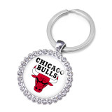 NBA Basketball Team League Crystal Glass Alloy Keychain