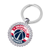 NBA Basketball Team League Crystal Glass Alloy Keychain