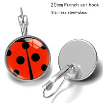 Stainless steel 20mm glass French style ear hook and earrings