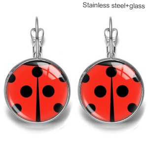 Stainless steel 20mm glass French style ear hook and earrings