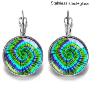 Stainless steel 20mm glass French style ear hook and earrings