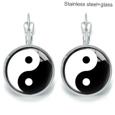 Stainless steel 20mm glass French style ear hook and earrings