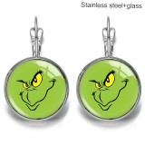 Christmas Stainless steel 20mm glass French style ear hook and earrings