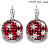 Christmas Stainless steel 20mm glass French style ear hook and earrings
