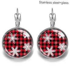 Christmas Stainless steel 20mm glass French style ear hook and earrings