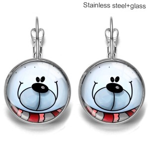 Christmas Stainless steel 20mm glass French style ear hook and earrings