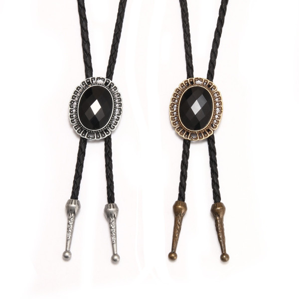 Gemstone Hip Hop bolo tie necklace