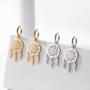 Stainless steel dream catcher earrings