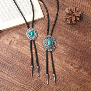 Metal petal painting oil Hip Hop bolo tie necklace