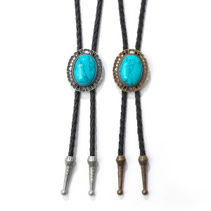 Turquoise Hip Hop bolo tie necklace