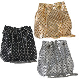 Dinner bag with diamond inlaid shiny bucket bag, handbag, chain diagonal cross bag