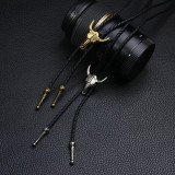 Alloy cow head Hip Hop bolo tie necklace