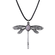Vintage Dragonfly Texture Pendant Necklace