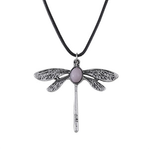 Vintage Dragonfly Texture Pendant Necklace