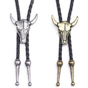 Alloy cow head Hip Hop bolo tie necklace