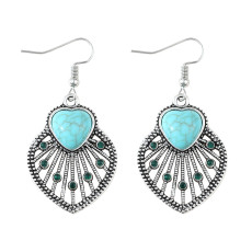 Bohemian leaf hollowed out heart pine earrings