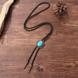 Turquoise Hip Hop bolo tie necklace