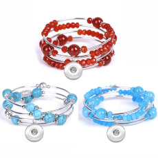 Natural Red Agate Bracelet Turquoise Multilayer Bracelet fit  20MM Snaps button  wholesale