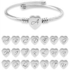 26 letter stainless steel bracelet titanium steel love letter bracelet open ladies Silver bracelet