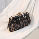 Embroidered sequin leopard print dinner bag
