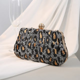 Embroidered sequin leopard print dinner bag