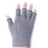 Anti slip half finger gloves for men and women, autumn and winter couples, exposed fingers, outdoor cycling, student typing, knitted warm gloves