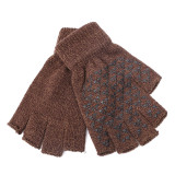 Anti slip half finger gloves for men and women, autumn and winter couples, exposed fingers, outdoor cycling, student typing, knitted warm gloves