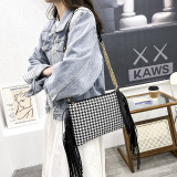 Tassel shoulder bag with printed crossbody bag
