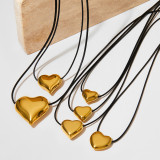 Stainless steel love pendant wax rope necklace
