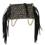 Tassel shoulder bag with printed crossbody bag