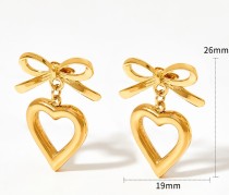 Stainless steel bow love earrings