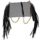 Tassel shoulder bag with printed crossbody bag