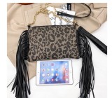 Tassel shoulder bag with printed crossbody bag