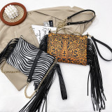 Tassel shoulder bag with printed crossbody bag
