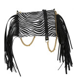 Tassel shoulder bag with printed crossbody bag