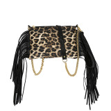 Tassel shoulder bag with printed crossbody bag