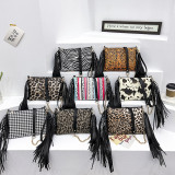 Tassel shoulder bag with printed crossbody bag