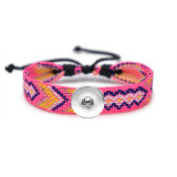 Knitted colorful cotton and linen bracelet fit  20MM Snaps button  wholesale