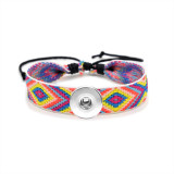 Knitted colorful cotton and linen bracelet fit  20MM Snaps button  wholesale