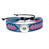 Knitted colorful cotton and linen bracelet fit  20MM Snaps button  wholesale