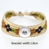 Natural Cotton and Hemp Colored Flower Bracelet fit  20MM Snaps button  wholesale