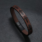 21CM Printed Cross Magnetic Buckle Leather Bracelet