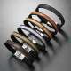 21CM Minimalist striped stainless steel leather bracelet