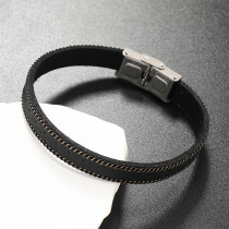21CM Simple PU leather bracelet, classic punk bracelet