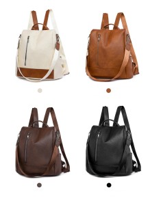 PU backpack, fashionable retro large capacity backpack