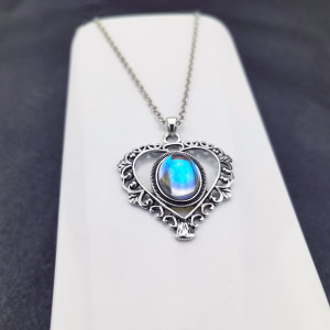 Hollow imitation moonlight stone Lover's Day gift necklace