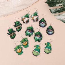 Irish St. Patrick's Day themed wooden earrings