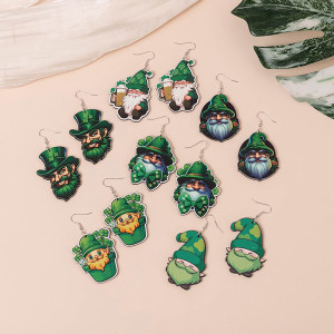 Irish St. Patrick's Day themed wooden earrings