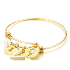 Mother's Day Love 26 Letter Stainless Steel Shell Bracelet