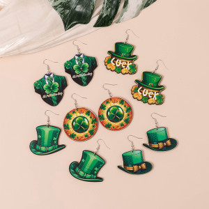 Irish St. Patrick's Day themed wooden earrings